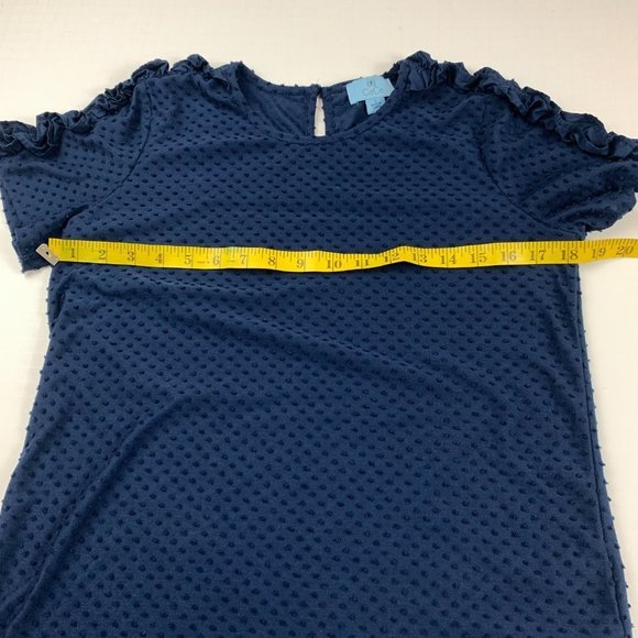 CeCe Navy Ruffle Sleeve Blouse, Size S, EUC - Picture 5 of 9